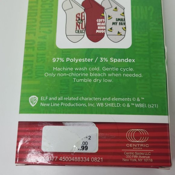 New Elf The Movie Buddy Sayings 3 Pairs No Show Ankle Socks Women Shoe Size 4-10 - Picture 7 of 10